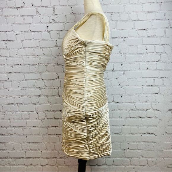 Terani Couture Ruched Champagne Cocktail Prom Dress 4 - Picture 4 of 11